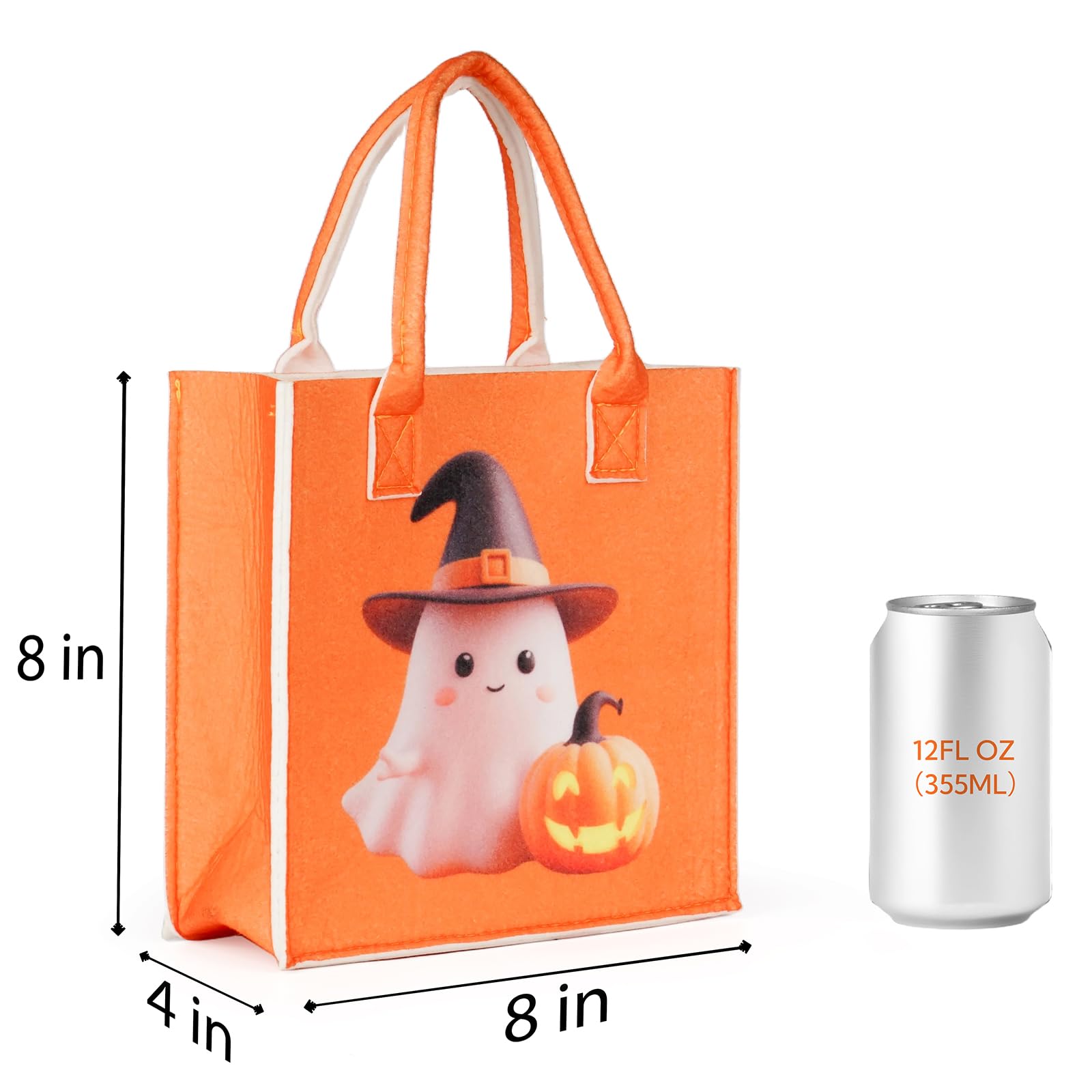 JIWINNER 3PCS Halloween Treat Bags for Candy - 8×8×4“ Halloween Bags with Handles - Reusable Halloween Candy Bags - Durable Halloween Bags for Trick or Treat