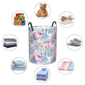 VLHENCD Cartoon Laundry Basket with Handles, Waterproof Laundry Hamper Organizer Basket for Clothes Toys Medium