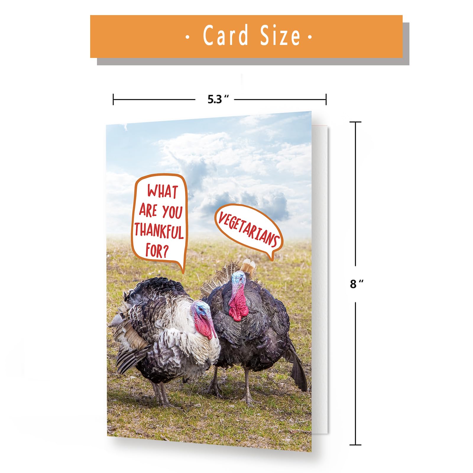 Asmallgf Funny Thanksgiving Card with Envelope, Happy Thanksgiving Gifts for Him Her Bestie, Thankful for Vegetarians