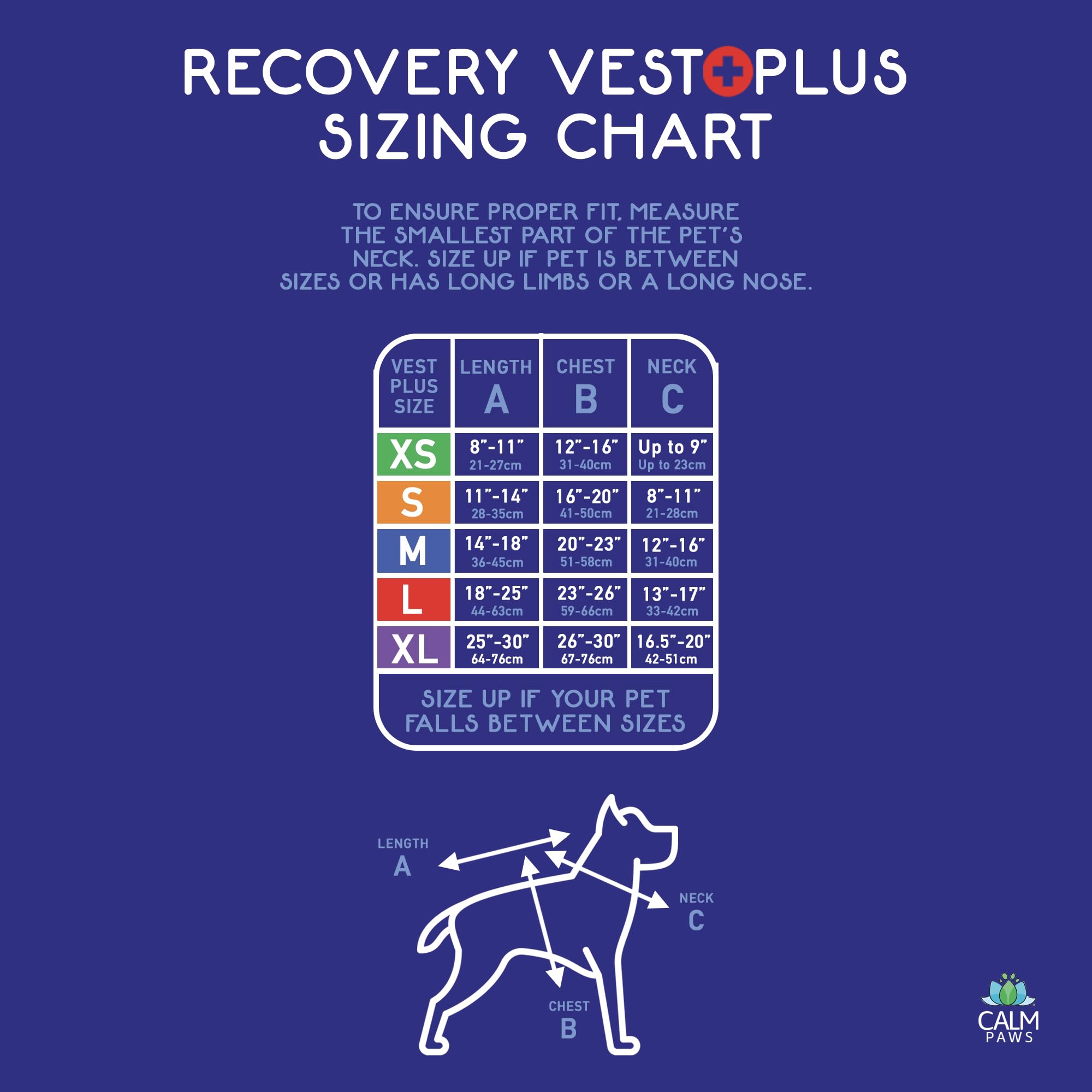 Calm Paws Recovery Vest Plus w Detachable Collar (XLarge)