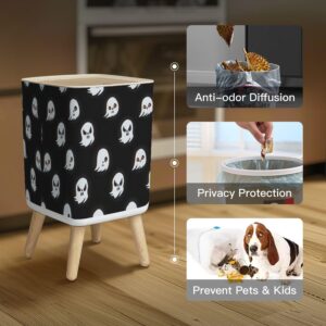 LGCZNWDFHTZ Small Trash Can with Lid Ghost Icons Halloween Seamless Pattern Wastebasket with Press Cover Dog Proof Garbage Can Waste Bin for Kitchen Bathroom Nursery 2.6 Gallon