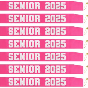 7 pcs hot pink senior sash 2025 with silver glitter letters - senior sashes class of 2025, graduation celebration sash, senior cheer sash, class competition sashes, graduation party supplies