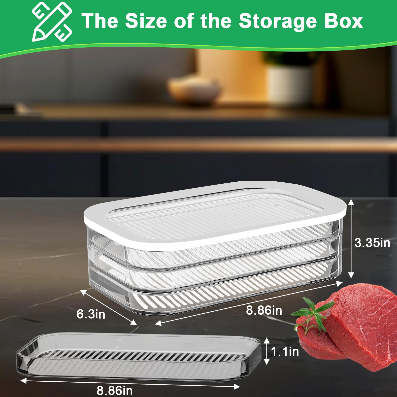 HUSPUR Japanese Deli Meat Container for Fridge,Lunch Meat Container for Refrigerator,Deli Containers with Lids - Stackable Food Storage Boxes for Cold Cuts,Bacon,Meal Prep Containers 18.6 OZ