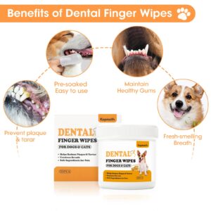 Kopmath Dental Care Finger Wipes for Dogs & Cats, Reduces Plaque & Tartar Freshens Breath, Pre-Soaked Pet Teeth Wipes, Easy to Use Disposable Oral Cleaning Pads, Peanut Flavor