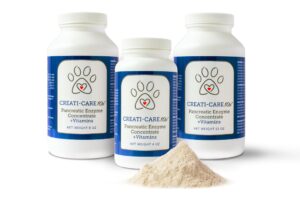 pancreatic enzyme for dogs - creati-care 10x dog digestive enzymes powder with vitamins restore normal weight, supports pancreatin issues relieves digestive stress - 12 oz