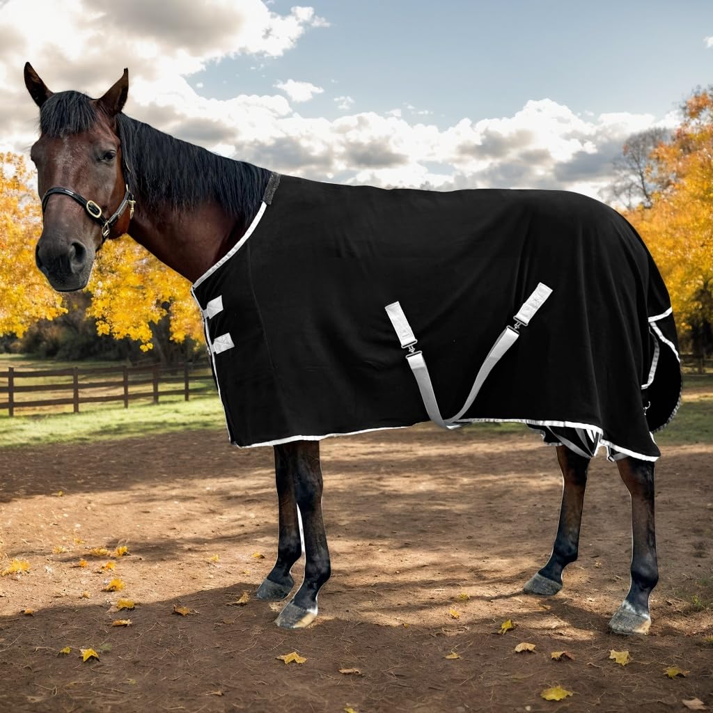 Adjustable Horse Blanket, Polar Fleece Horse Sheet for Winter (72'')