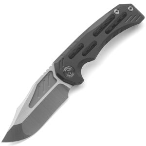 miguron knives m nagain folding knife 3.5" hand hollow ground rubbed satin m390 blade dark grey pvd titanium handle with carbon fiber inlay pocket knife mgr-626dg