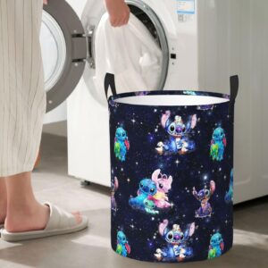 VLHENCD Cartoon Laundry Basket with Handles, Waterproof Laundry Hamper Organizer Basket for Clothes Toys Medium