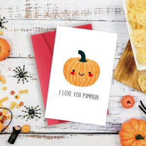 Asmallgf Cute Pumpkin Halloween Card for Kids Adult, Halloween Birthday Gifts for Him Her, I Love You Pumpkin