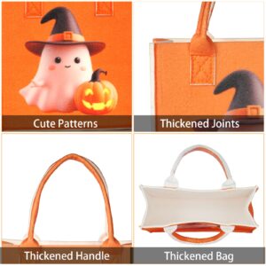 JIWINNER 3PCS Halloween Treat Bags for Candy - 8×8×4“ Halloween Bags with Handles - Reusable Halloween Candy Bags - Durable Halloween Bags for Trick or Treat