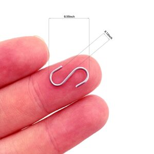 EYBDYB 100 PCS Mini S Hooks,Small Hooks,S Hooks for Hanging,Ornament Hooks,Metal S Hooks,for Christmas Ornament 1/2 Inch Wire Hangers for Crafts DIY Iron S-Shaped Connectors for Key Chain