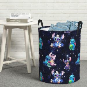 VLHENCD Cartoon Laundry Basket with Handles, Waterproof Laundry Hamper Organizer Basket for Clothes Toys Medium