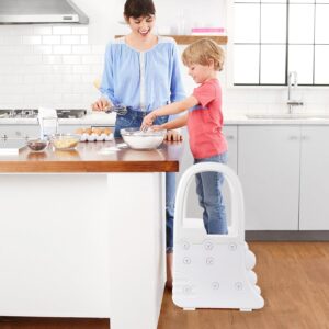 2-Step Toddler Stool with Handrail, Anti-Slip Kids Stool for Bathroom Sink, Kitchen Counter, and Potty Training Toilet