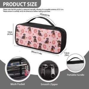 Gomyblomy Dachshund Donuts Print Stethoscope Case with Extra Mesh Pocket for Nursing Accessories, Lightweight Stethoscope Carrying Case Storage Bag Fit for Most Stethoscopes