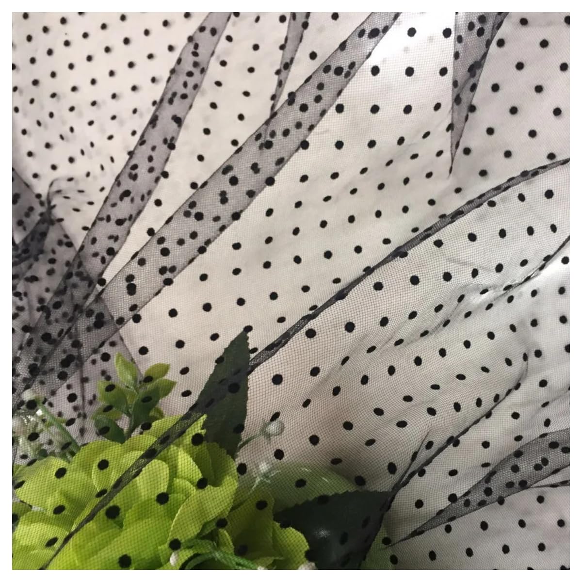 ECYC Ltd Black Polka Dot Tulle Fabric 59 inch x 1 Yard Flocked Small Polka Dot Sheer Tulle Fabric Soft Tulle Mesh Fabric Tulle Netting Fabric for Sewing, Dress, Curtain, DIY Crafts, Party Decorations