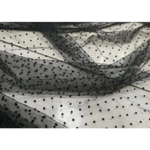 ECYC Ltd Black Polka Dot Tulle Fabric 59 inch x 1 Yard Flocked Small Polka Dot Sheer Tulle Fabric Soft Tulle Mesh Fabric Tulle Netting Fabric for Sewing, Dress, Curtain, DIY Crafts, Party Decorations