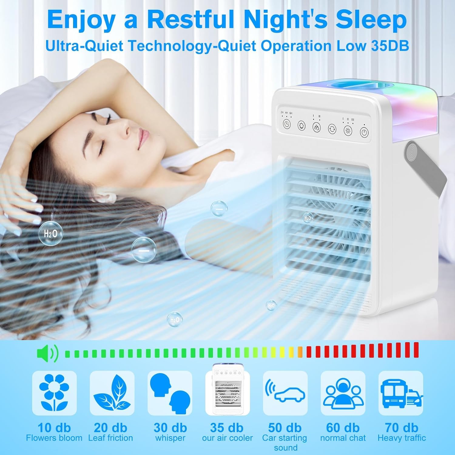 Air Conditioners Portable,180° Oscillating Mini Air Conditioners Portable for Room, Small Mini AC with Timer, 2 Cool Mist 4 Speeds, Small Room Air Conditioners for Office Room