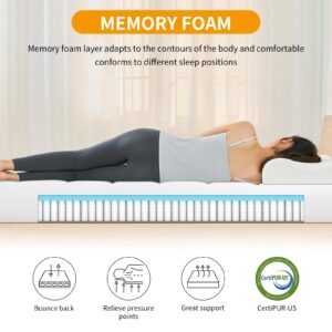 PIKAQTOP 5 Inch Gel Memory Foam Mattress - Gel Infusion, CertiPUR-US Certified, Comfy Support - Twin Size in a Box