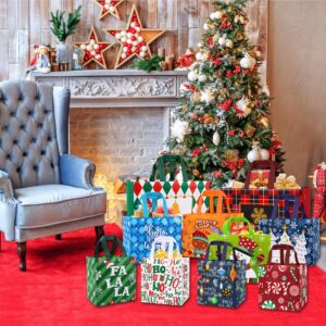 DULEFUN 20pcs Christmas Gift Bags, Reusable Christmas Tote Bags Treat Non-Woven Bags Large Medium Small Xmas Shopping Wrapping Bags for Christmas Holiday Party Favors Supplies