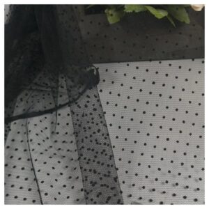 ecyc ltd black polka dot tulle fabric 59 inch x 1 yard flocked small polka dot sheer tulle fabric soft tulle mesh fabric tulle netting fabric for sewing, dress, curtain, diy crafts, party decorations