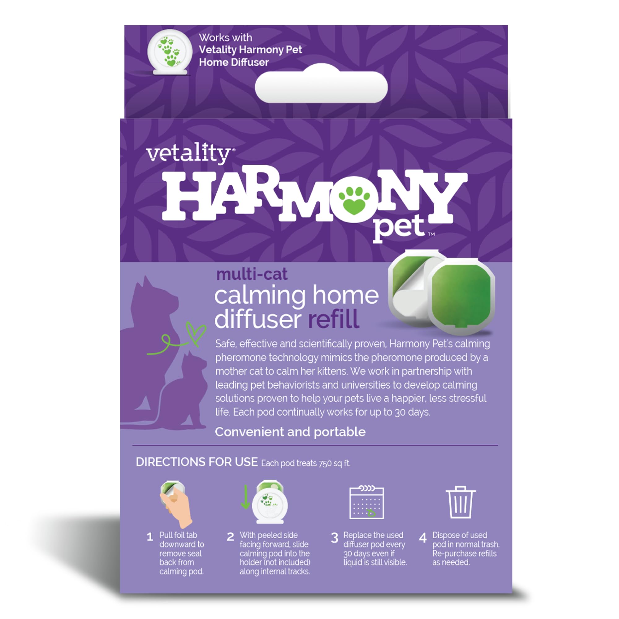 Vetality Harmony Pet Calming Home Diffuser Refills for Cats 2ct