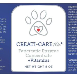 Pancreatic Enzyme for Dogs - Creati-Care 10x Dog Digestive Enzymes Powder with Vitamins Restore Normal Weight, Supports Pancreatin Issues Relieves Digestive Stress - 12 oz