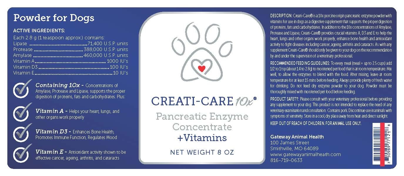 Pancreatic Enzyme for Dogs - Creati-Care 10x Dog Digestive Enzymes Powder with Vitamins Restore Normal Weight, Supports Pancreatin Issues Relieves Digestive Stress - 12 oz