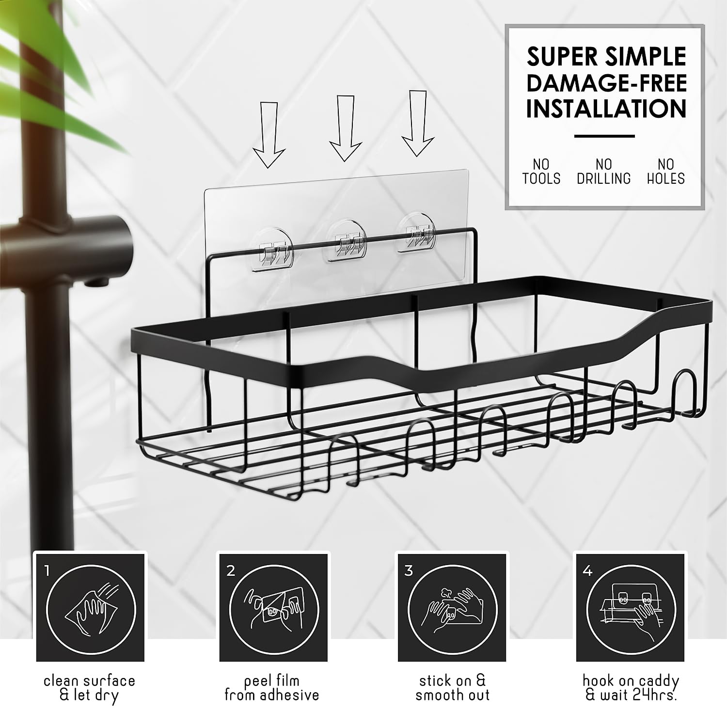 Shower Caddy and Bathroom Accessories Set 25PC Bathroom Accessory Set with Shower Shelf Caddy for Bathroom Storage, Green Shower Curtain Set, Toilet Brush, Trash Can, Soap Dispenser, Toothbrush holder