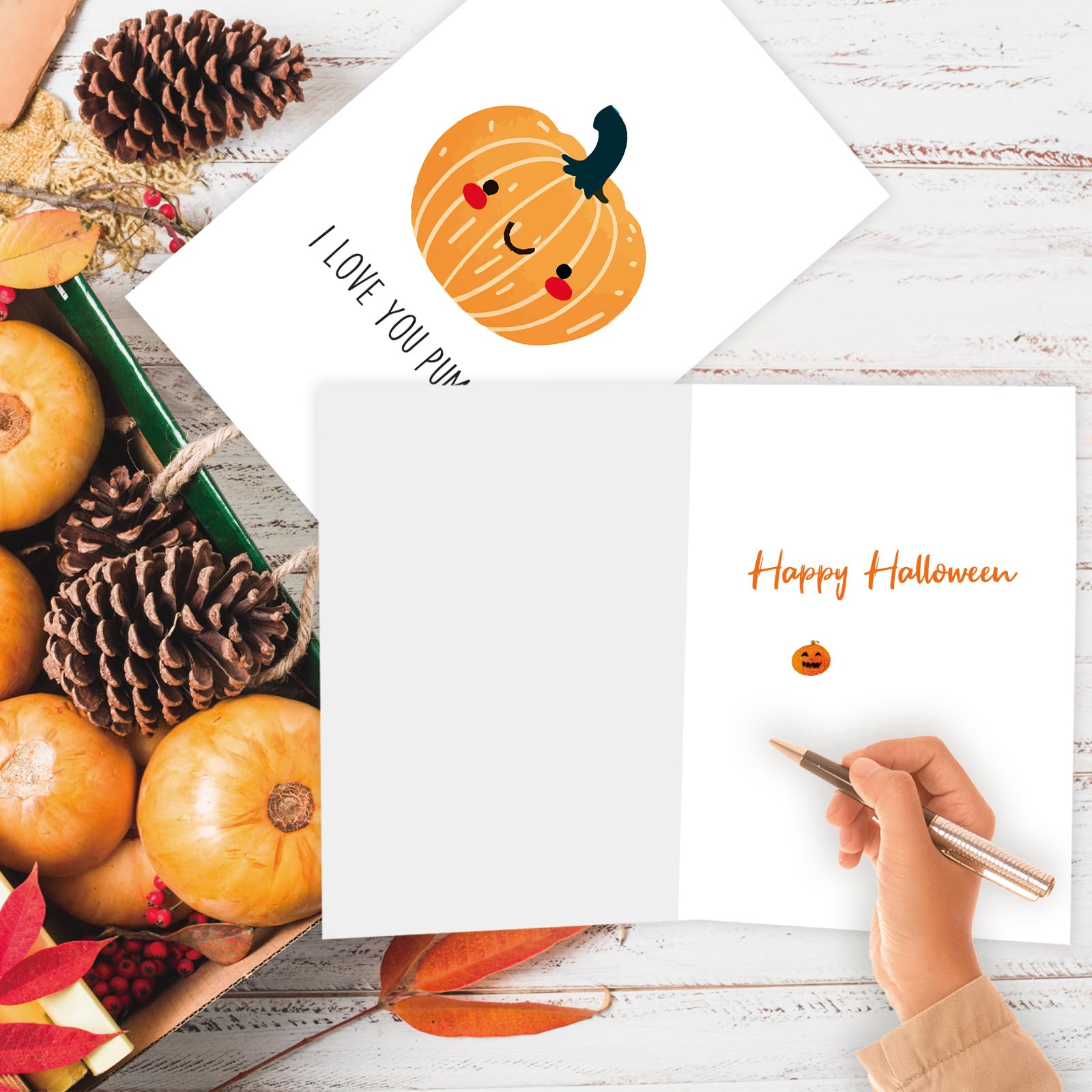 Asmallgf Cute Pumpkin Halloween Card for Kids Adult, Halloween Birthday Gifts for Him Her, I Love You Pumpkin