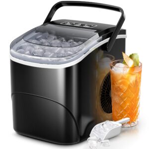 electactic ice makers countertop,26lbs/24h,9 cubes in 6 mins,portable ice maker machine with self-cleaning,2 sizes of bullet ice,perfect for home kitchen(black)