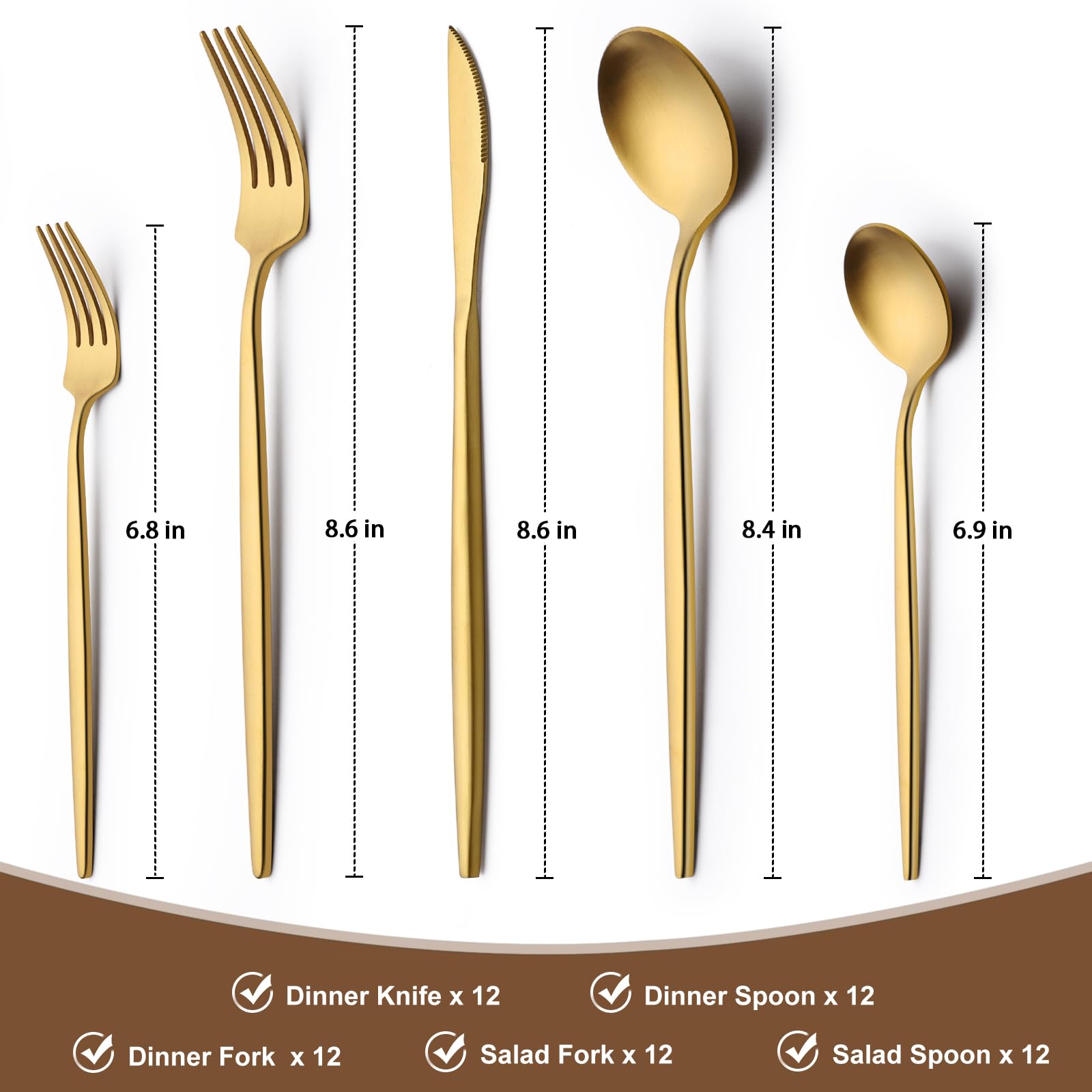 60-Piece Gold Silverware Set, Stainless Steel Flatware Set Service for 12, Utensils Cutlery Sets for Home Restaurant, Include Knife Fork Spoon Set, Dishwasher Safe