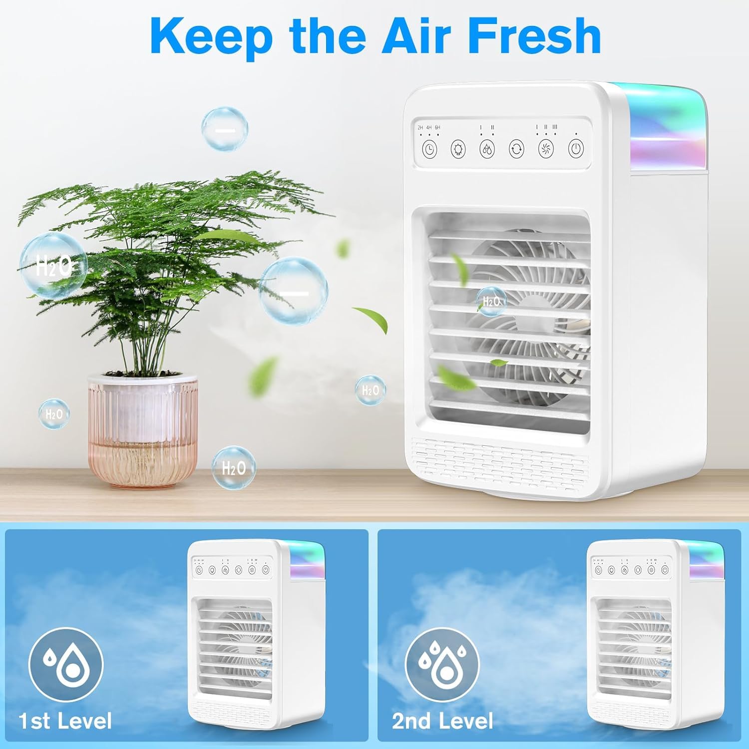 Air Conditioners Portable,180° Oscillating Mini Air Conditioners Portable for Room, Small Mini AC with Timer, 2 Cool Mist 4 Speeds, Small Room Air Conditioners for Office Room