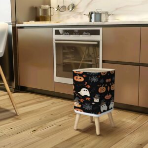 Small Trash Can with Lid Halloween seamless pattern Halloween party Cute ghosts web pumpkins Wastebasket with Press Cover Dog Proof Garbage Can Waste Bin for Kitchen Bathroom Nursery 2.6 Gallon