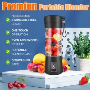 Portable Blender, Personal Size Blender for Shakes and Smoothies with 6 Ultra Sharp Blades, BPA Free,Cordless, Mini Blender Cup with Travel Lid and USB Rechargeable for Office, Gym, Kitchen