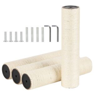 neumiharo 4 pcs 3.1in 7.9cm diameter cat scratching post replacement sisal pole with screws and bolts and wrench for cat tree condo (35cm/13.78in, m10)