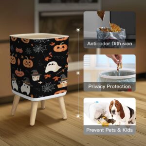 Small Trash Can with Lid Halloween seamless pattern Halloween party Cute ghosts web pumpkins Wastebasket with Press Cover Dog Proof Garbage Can Waste Bin for Kitchen Bathroom Nursery 2.6 Gallon