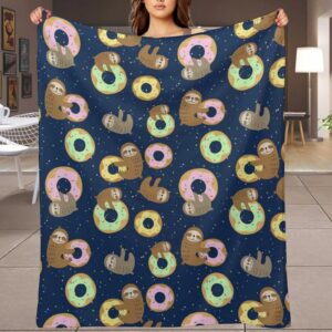 sloths and donuts decor throw blanket gifts for girls boys super warm soft plush lightweight bedding blankets for couch bed sofa office decor all season 60"x50"