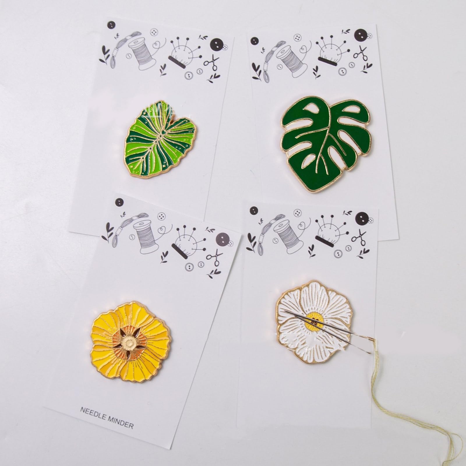 BLACKNANA Leaf Flower Shaped Needle Minders Magnetic Needle Minders Needle Nanny Needle Holders for Stitching Embroidery