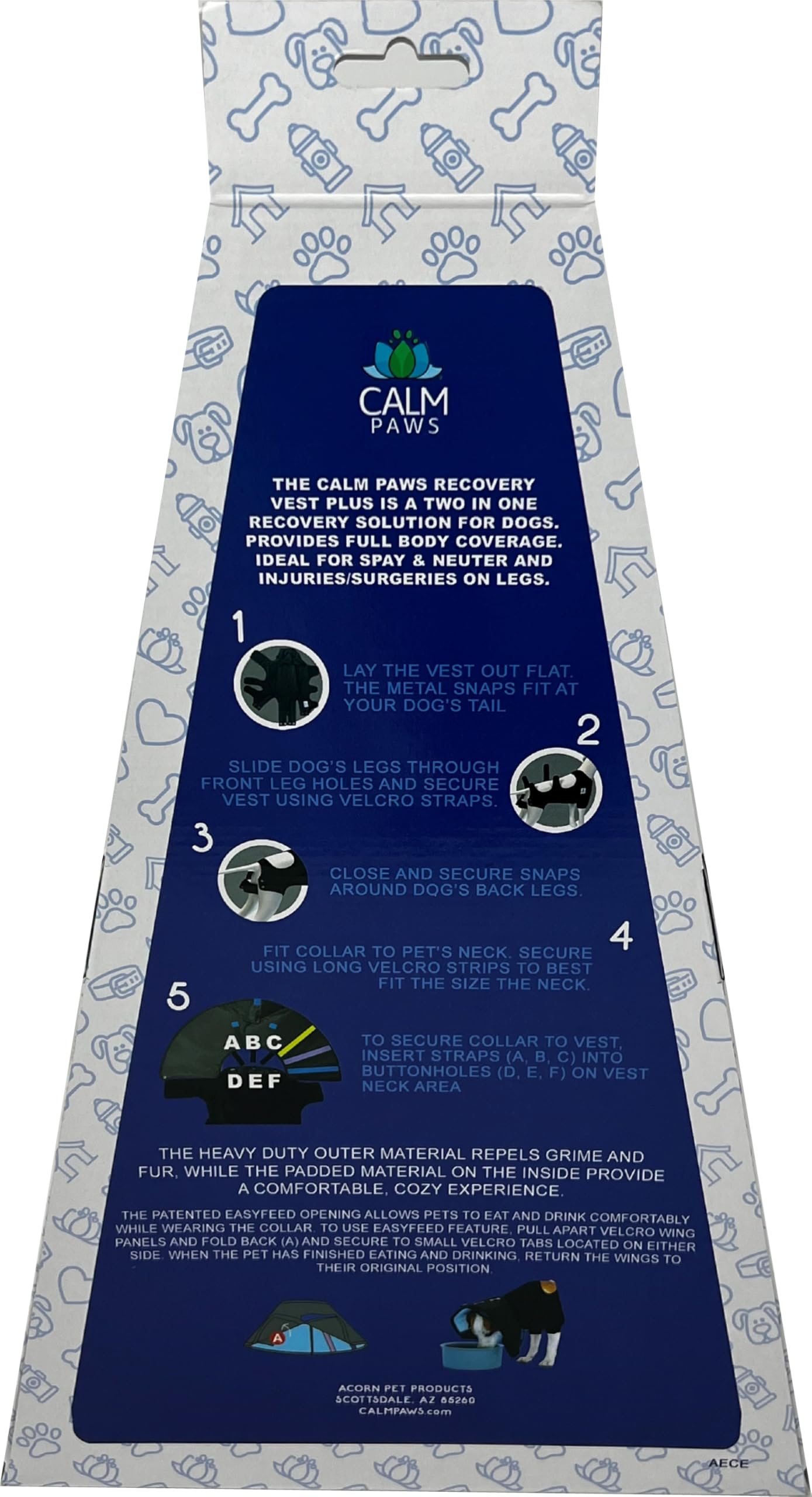 Calm Paws Recovery Vest Plus w Detachable Collar (XLarge)