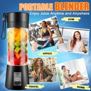 Portable Blender, Personal Size Blender for Shakes and Smoothies with 6 Ultra Sharp Blades, BPA Free,Cordless, Mini Blender Cup with Travel Lid and USB Rechargeable for Office, Gym, Kitchen