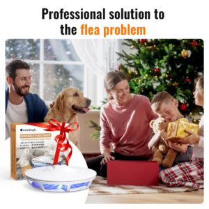 Mosalogic Electric Flea Trap and Killer for Inside Your Home Indoor Fly Light Trap-Natural and Child-Friendly Indoor Flea Control Solution for Home & Garage with 5 Glue Disc Refills