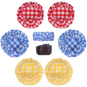 gjinxi 6pcs jar cloth covers, plaid cloth jar covers, unbleached reusable cloth lid, yeast fermentation tank cloth cover, glass cup cover, glass bottle cover, fit jars mouth from 3-4 inches