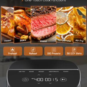 Nuwave Brio Plus Air Fryer 8 Qt, New & Improved, PFAS-FREE, 7 Digital One-Touch Cook Functions that AIR FRY, BAKE, ROAST, DEHYDRATE, TOAST, REHEAT, PREHEAT, 150 Presets, 50°F~400°F, 700/1500/1800W