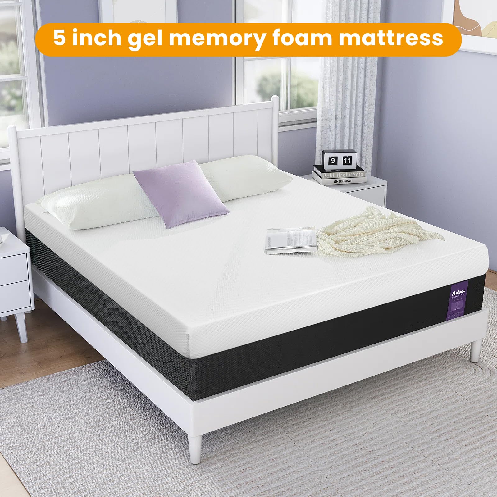 PIKAQTOP Premium 5 Gel Memory Foam Mattress - CertiPUR-US Certified, Bed-in-a-Box - Cool Sleep & Comfy Support - California King