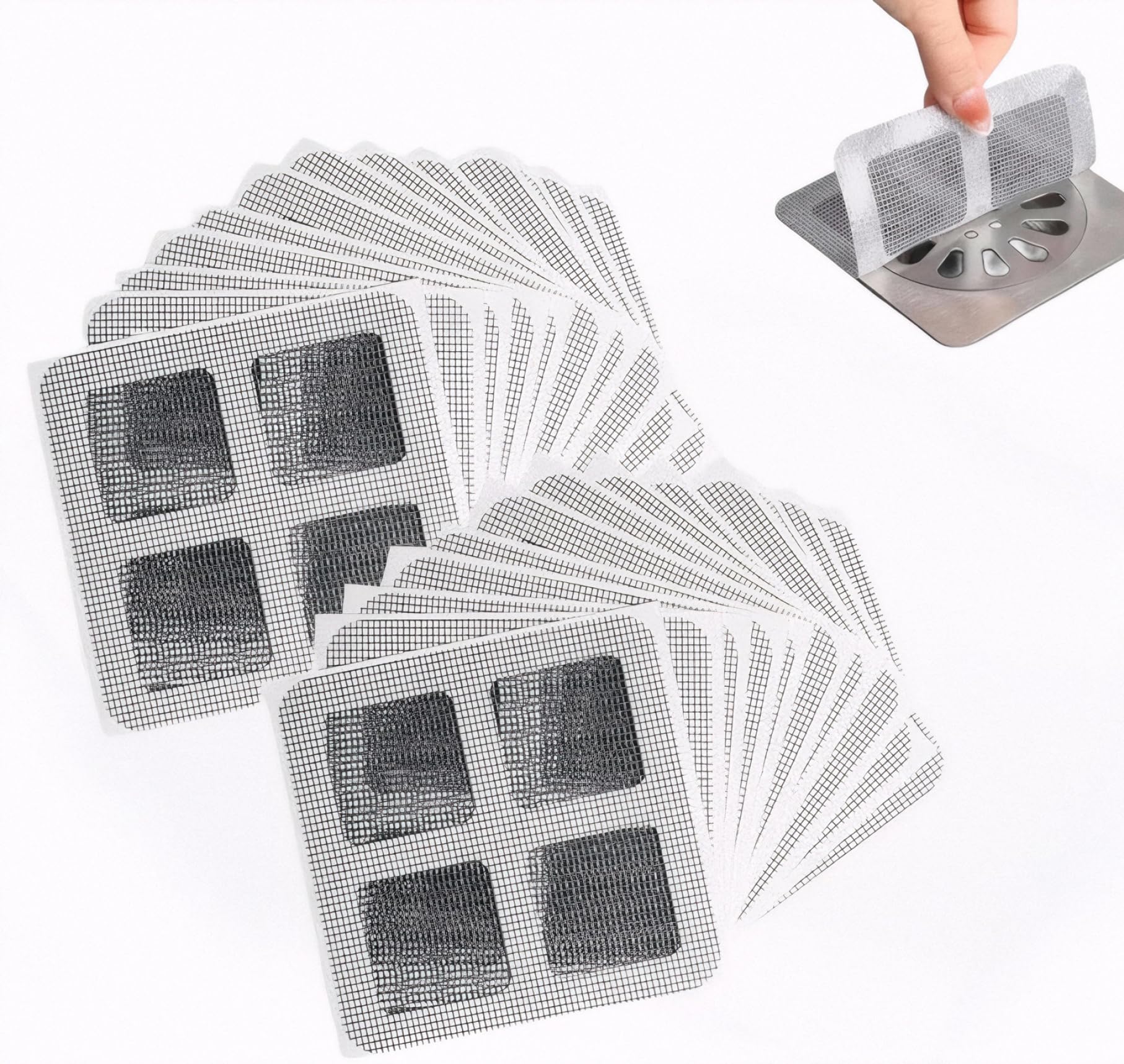 SWEETBIUTI 20 PCS Disposable Shower Drain Hair Catcher 3.9inch Square Drain Hair Catcher Mesh Stickers Adhesive Hair Catcher for Bathroom Laundry Bathtub Kitchen Outdoor Living.