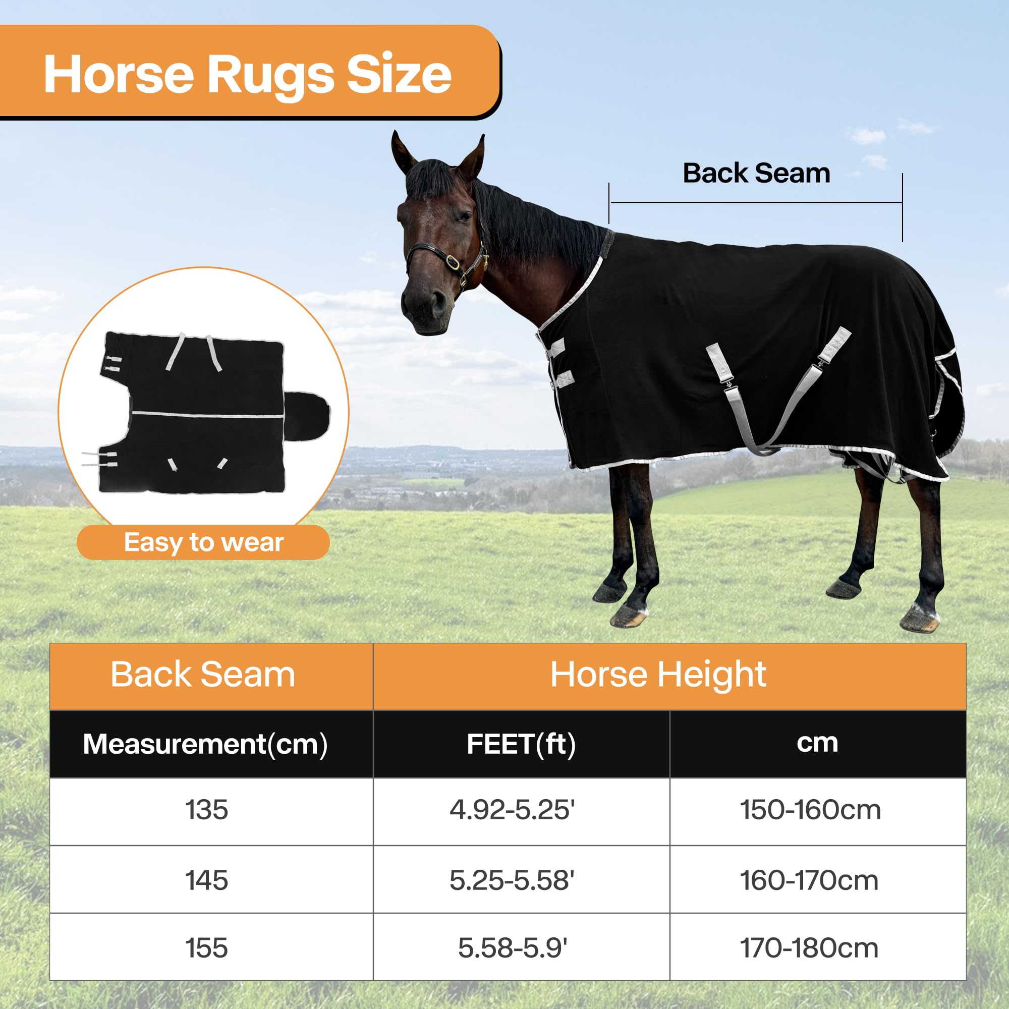 Adjustable Horse Blanket, Polar Fleece Horse Sheet for Winter (72'')