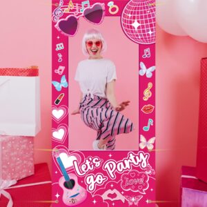 Girls Birthday Backdrop Decorations,Taylrswtie Pink Photo Booth Props Barbis Doll Theme Decor Let's Go Bachelorette Party Background for Girls Birthday Bridal Shower Pink Party Supplies