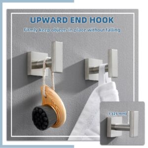 APLusee Brushed Nickel Towel Hook 2 Pack, 304 Stainless Steel Clothes Hook, Wall Mounted