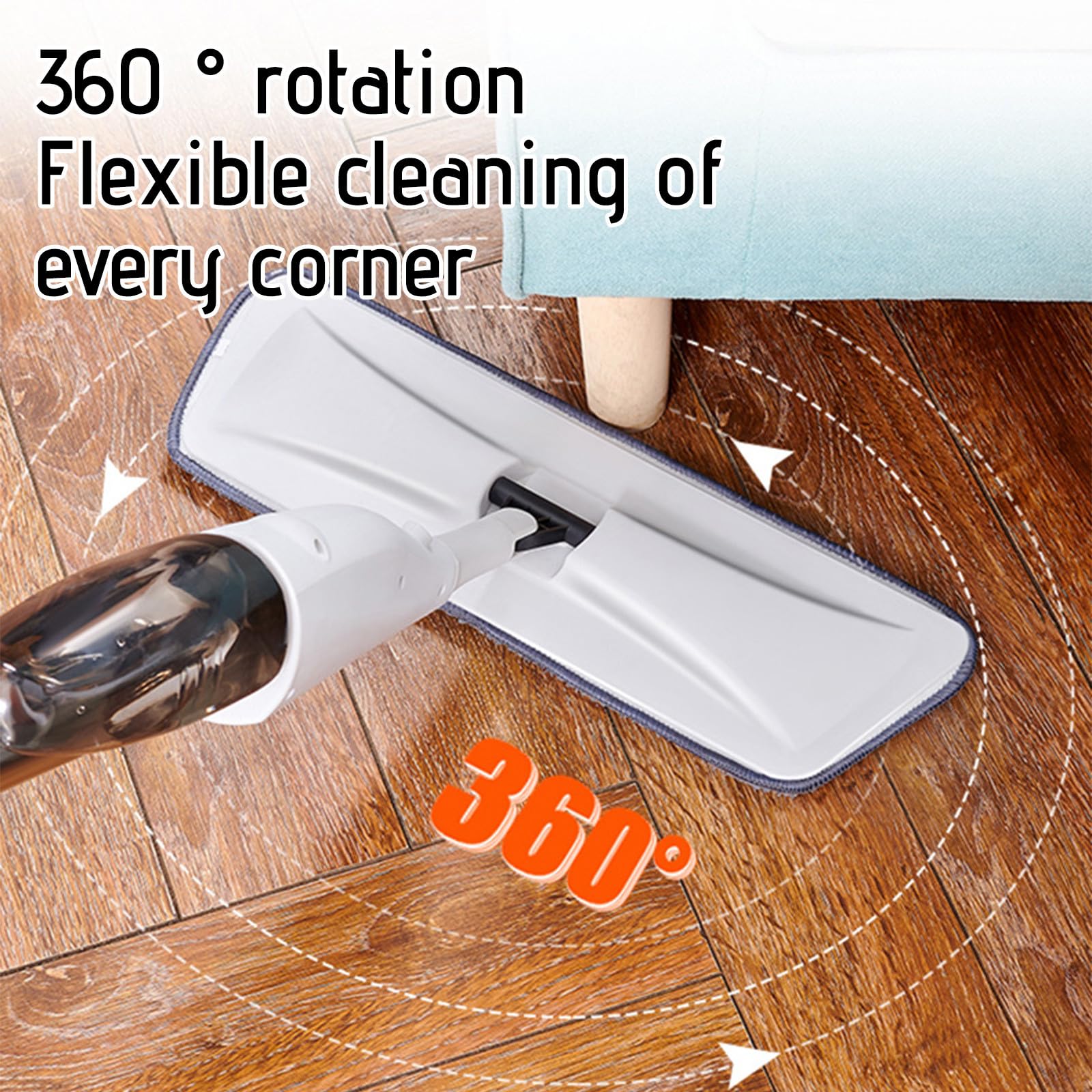 Mops for Floor Cleaning, Floor Mop, 360° Rotating Spray Mop, Microfiber Mop with 1 Washable Pads and Reusable Bottles, Home Or Commercial Use Dry Wet Flat Mop for Hardwood Laminate Wood Ceramic