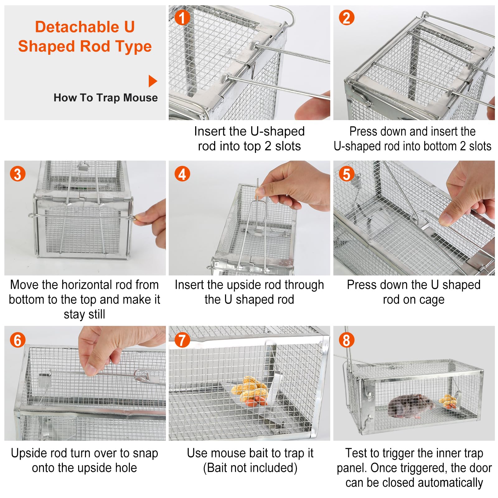 TeqHome Humane Rat Trap, Small 1-Door Live Chipmunk Trap That Work for Indoor and Outdoor, Easy to Catch and Release Live Animal Trap Mouse Cage Trap for Rodents Mice Voles Hamsters, Reusable & Metal